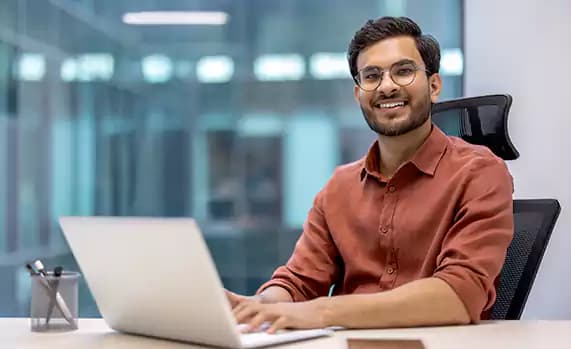 Man working on a laptop